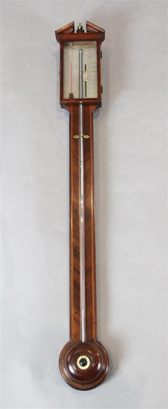 Cattely & Co, 81 Holborn, London. A Regency mahogany stick barometer, 3ft 2in.